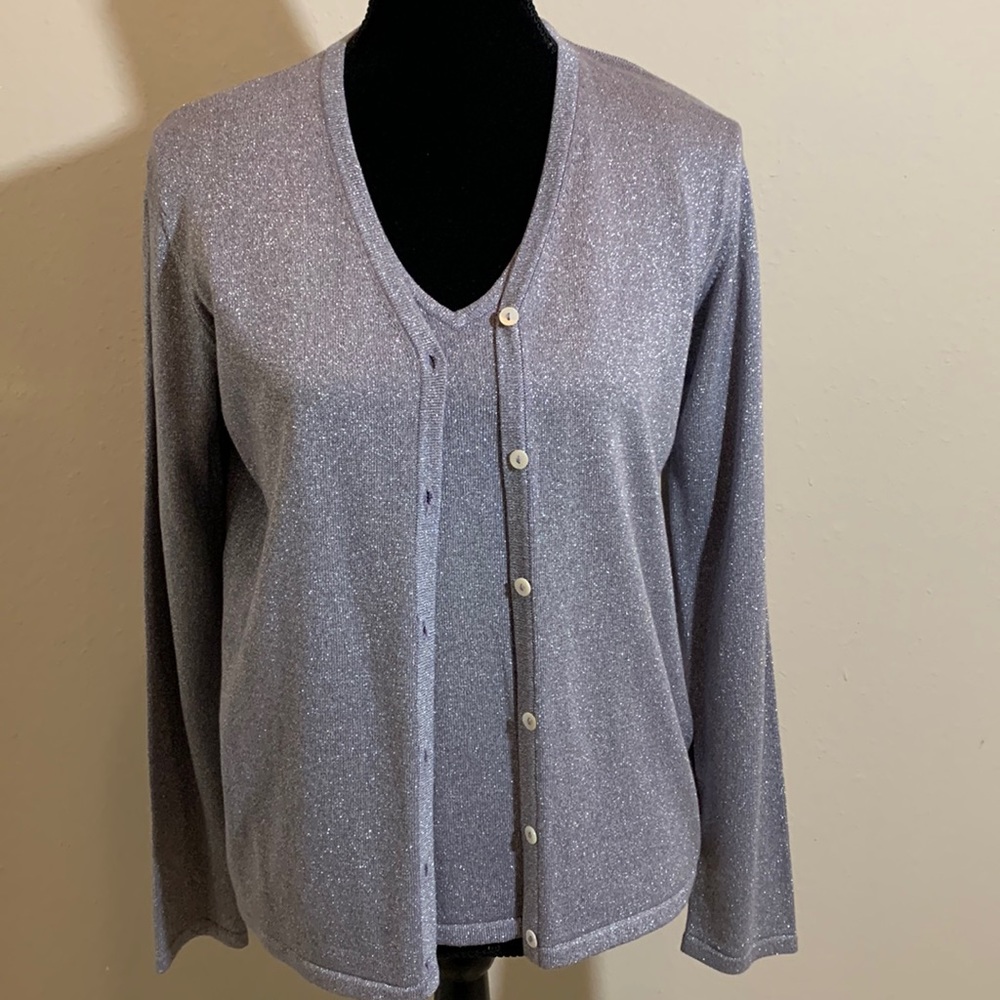 Silver Sparkly Twin Set including Tank Top & Cardigan by Finity Naturals